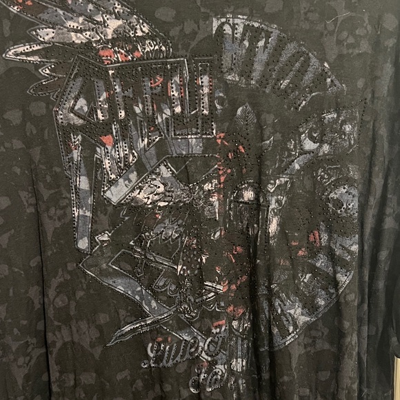 Affliction Black Graphic Long Sleeve mesh Tee - Picture 2 of 5
